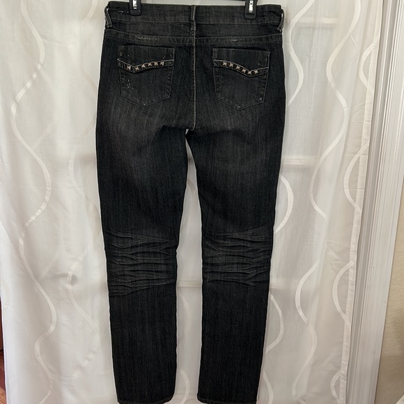 Suko Black Distressed Jeans With Silver Studs, Size 12 - Picture 3 of 6